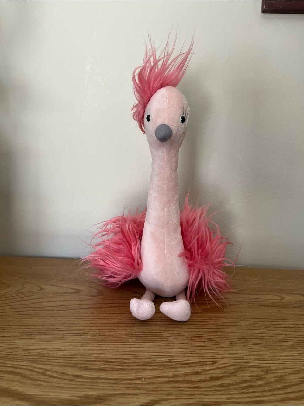 Retired Jellycat Fou Fou Ostrich Pink Plush Stuffed Animal Long Neck Shaggy